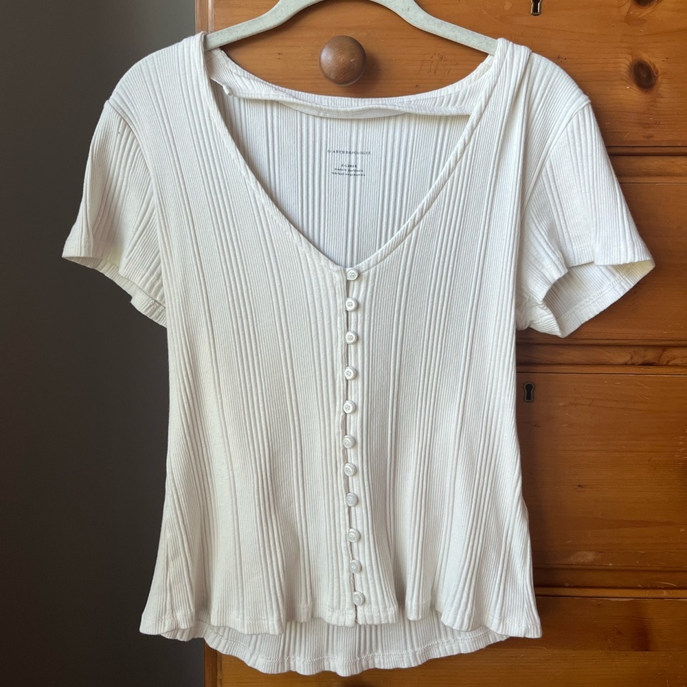 Anthropologie Button-Down V-Neck top